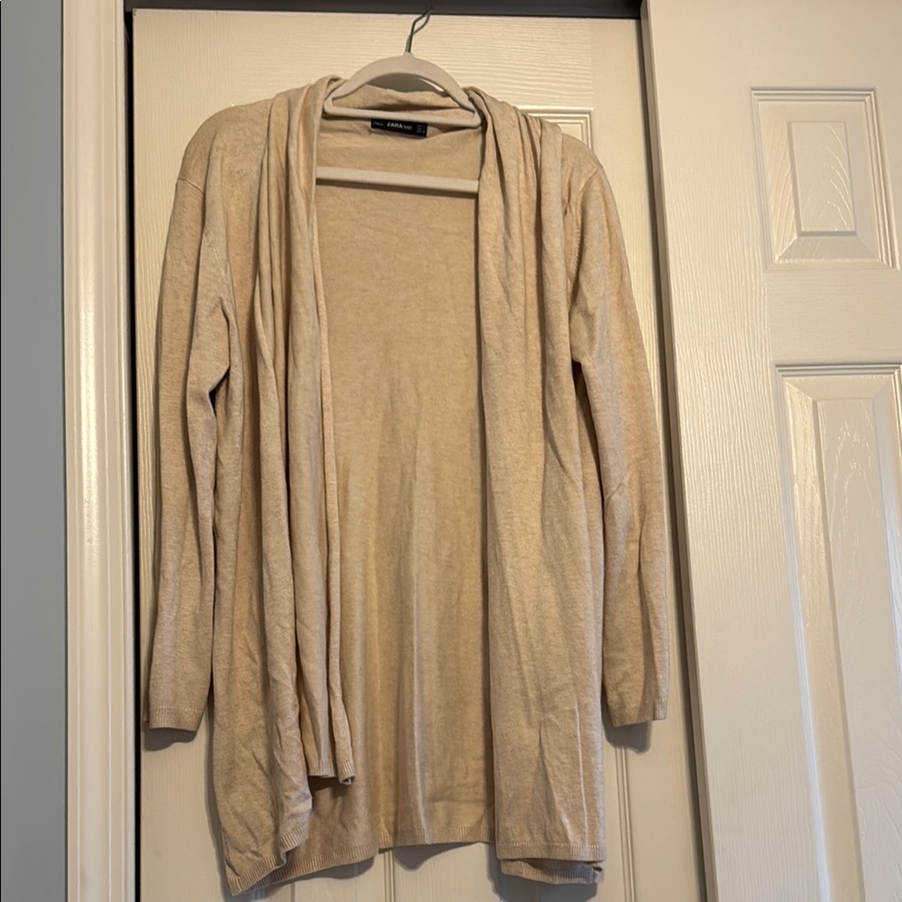 Beige Open-Front Sweater
